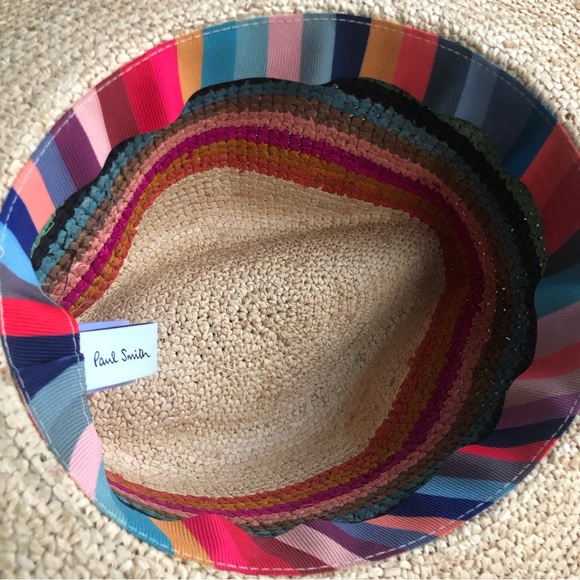 Paul Smith Swirl Rainbow Stripe Straw Hat NWOT - Picture 9 of 10